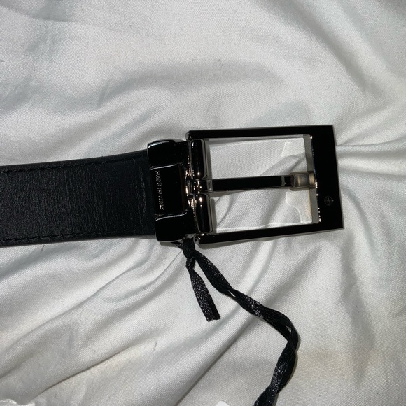 Versace Collection, men's belt, leather, black metallic with gold Versace Emblem - Picture 3 of 9